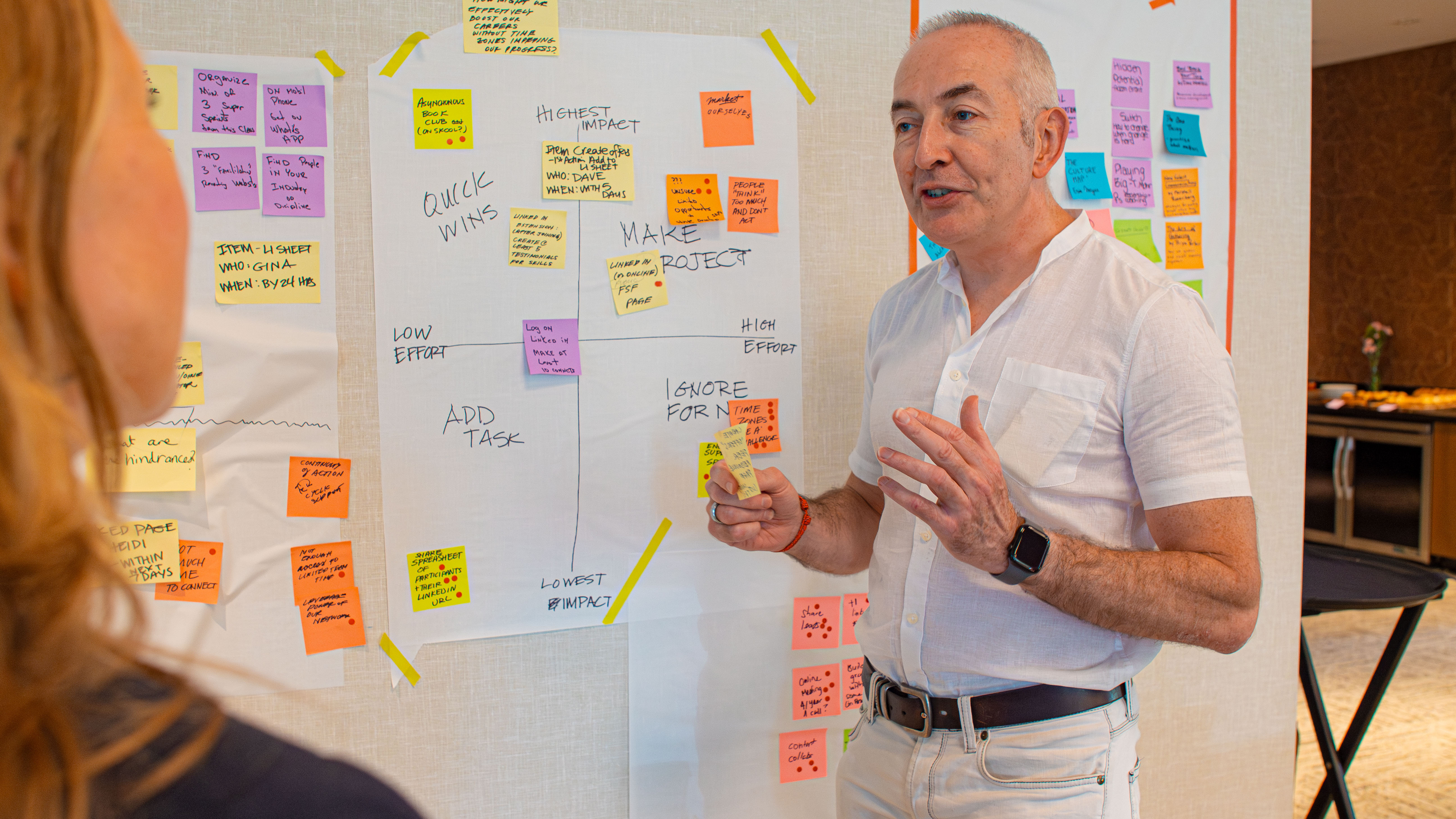 Priority matrix and sticky note exercise