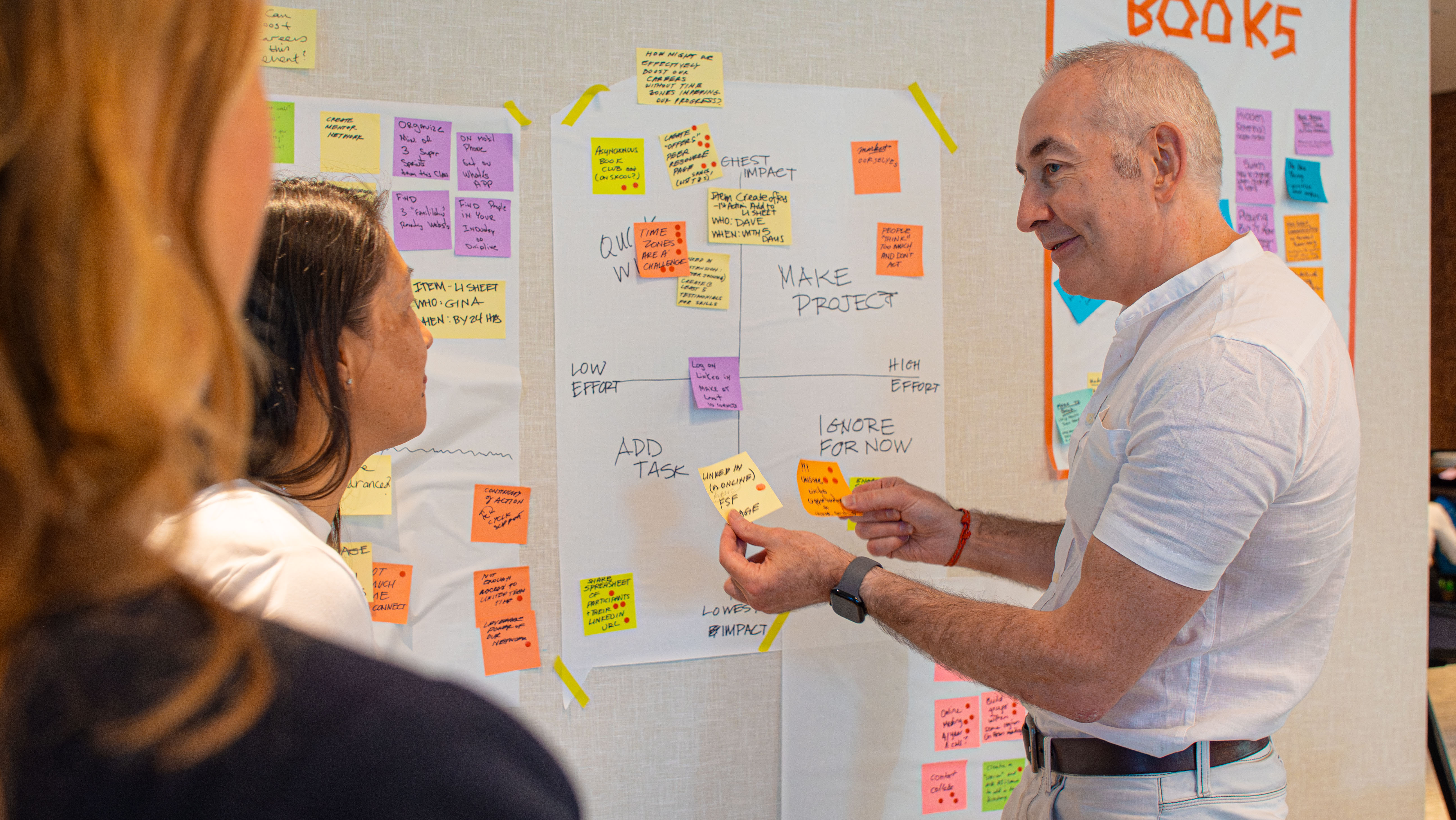 Workshop facilitation with sticky notes