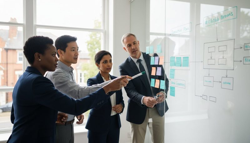 Leader facilitating a high-stakes strategic workshop