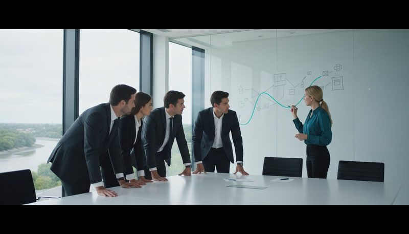 External facilitator guiding a leadership strategy session